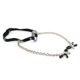 Кляп с зажимами O-Ring Gag & Nipple Clamps