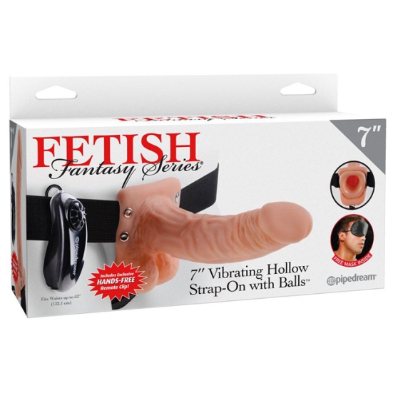 Страпон полый Pipedream 7" Vibrating Hollow Strap-On